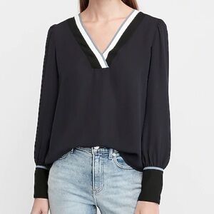 Express Navy V-Neck Blouse Sz Small